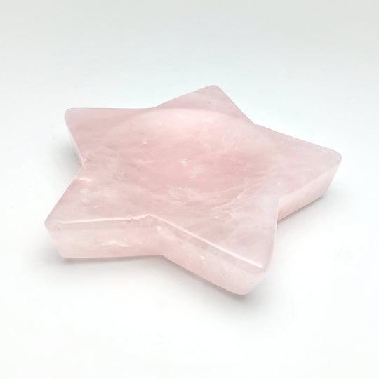 Carved Rose Quartz Star Bowl