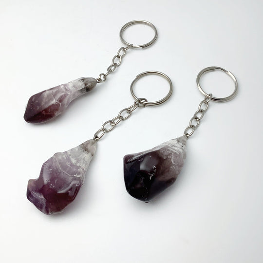 Chevron Amethyst Keychain