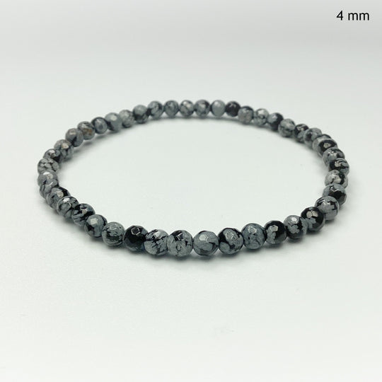 Snowflake Obsidian Faceted Beaded Bracelet