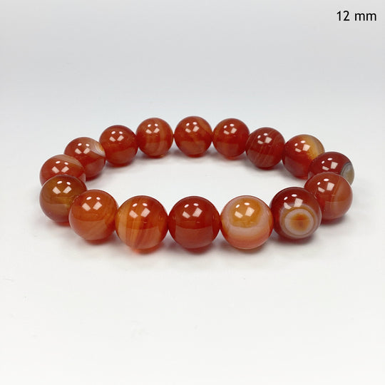 Banded Carnelian Agate Beaded Bracelet