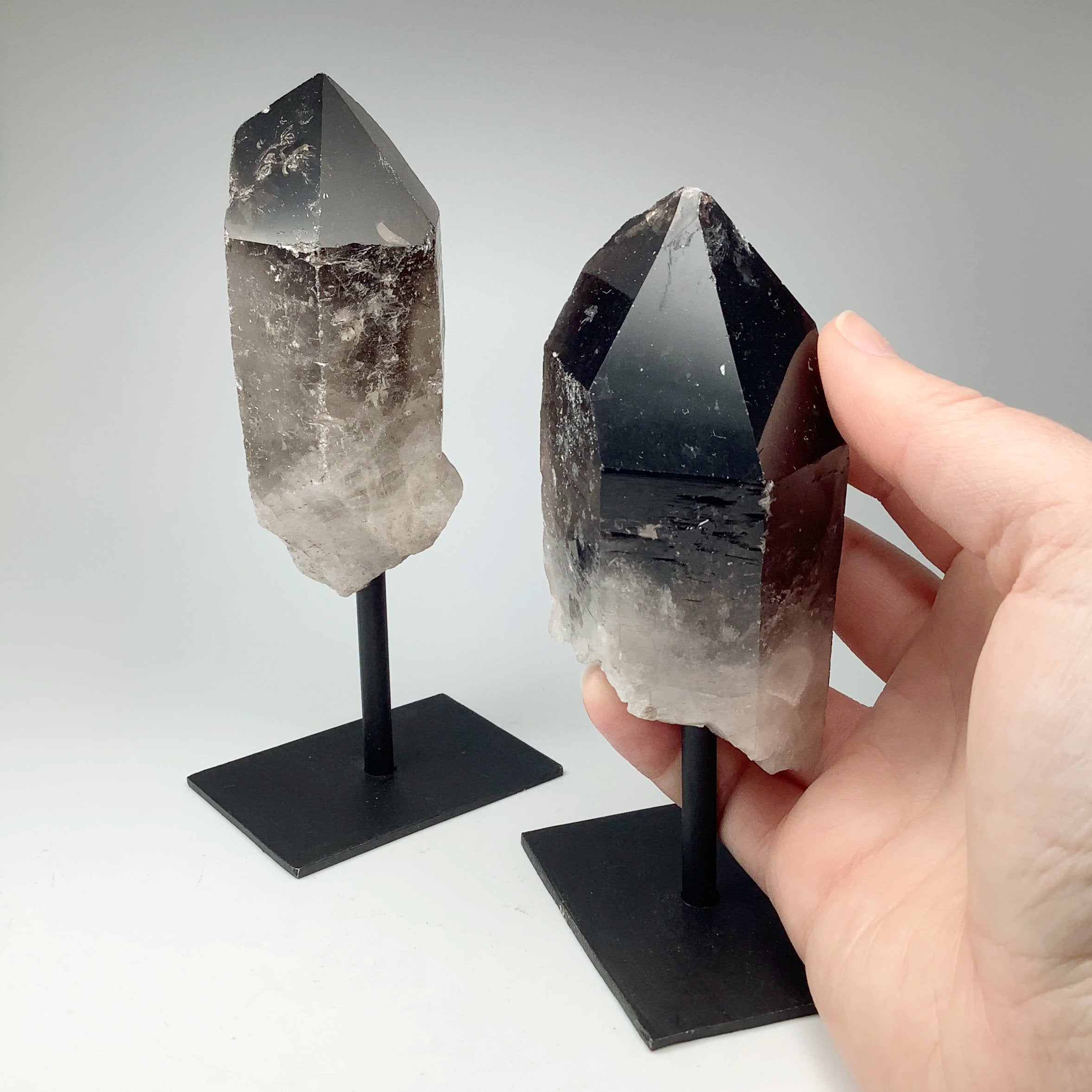 Rough Smoky Quartz on Display Stand