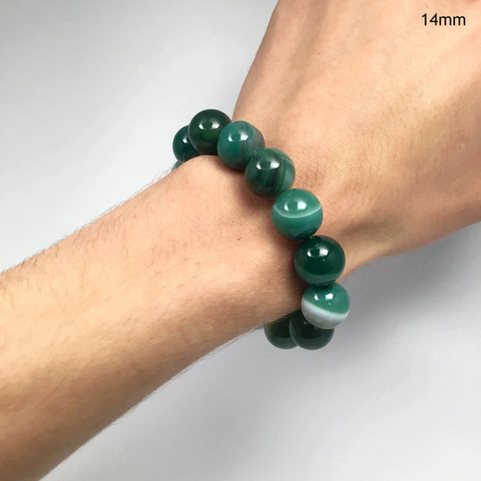 Banded Green Agate Beaded Bracelet