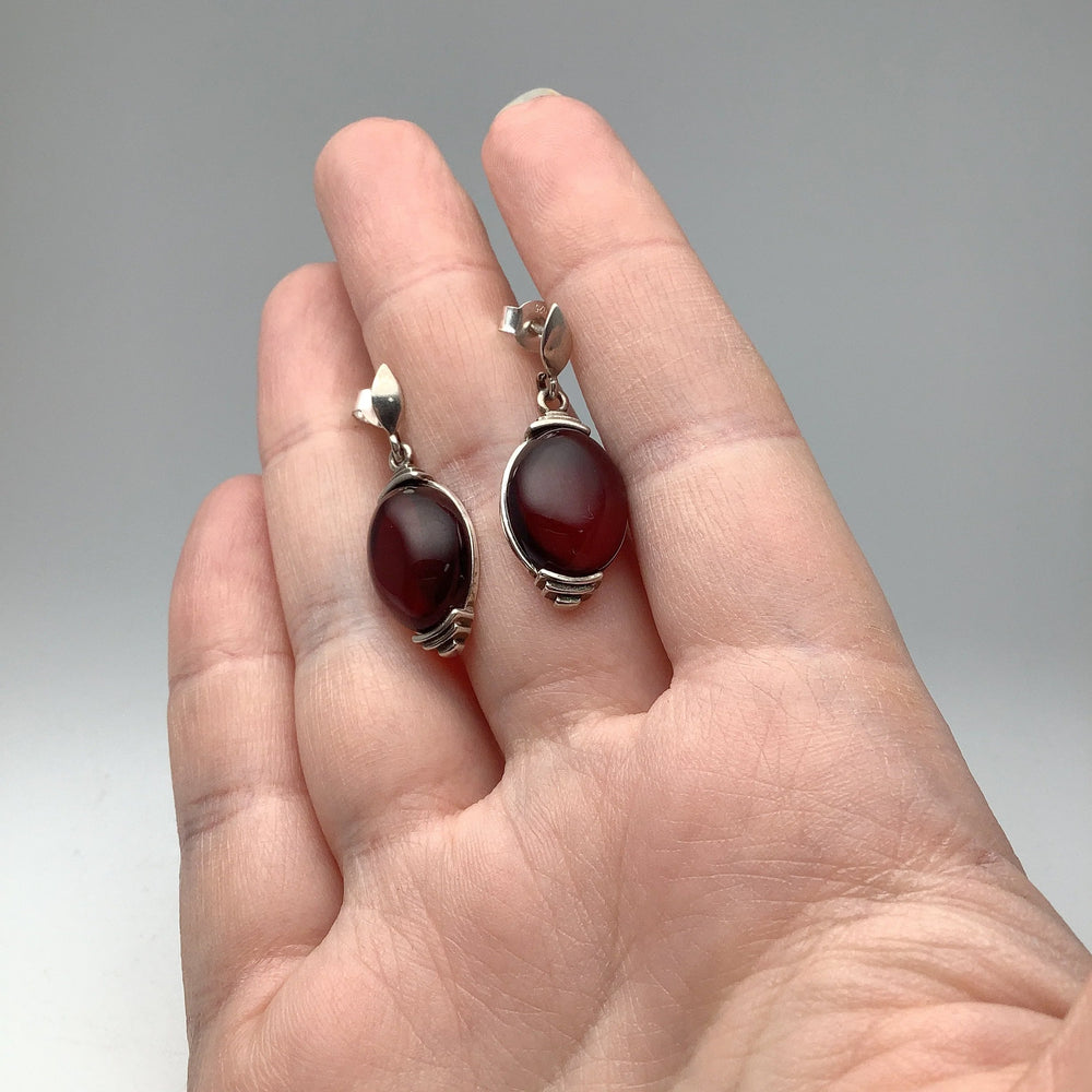 Cherry Amber Stud Earrings