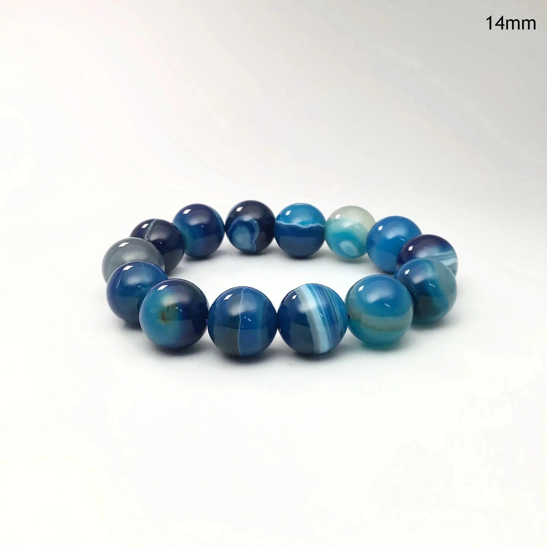 Banded Blue Agate Beaded Bracelet