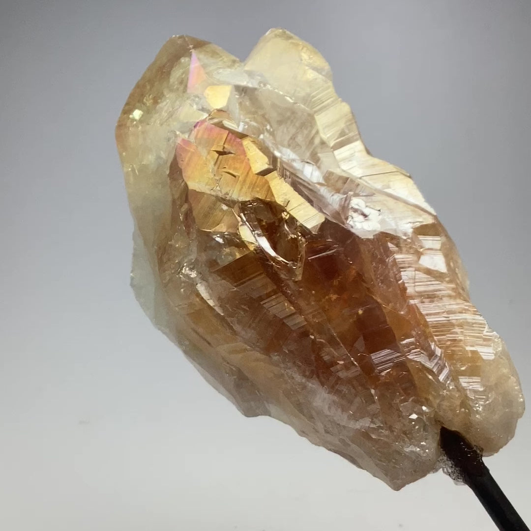 Rough Rainbow Citrine on Stand