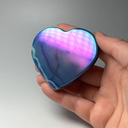 Rainbow Agate Heart on Stand