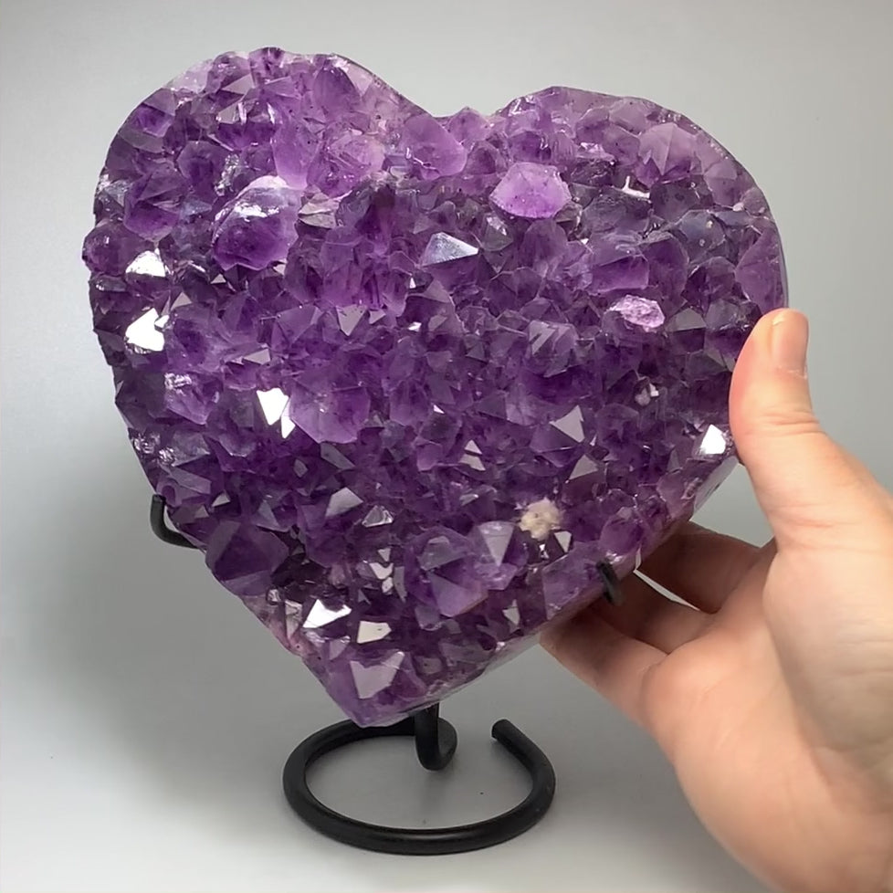 Large Amethyst Druze Cluster Heart On Stand