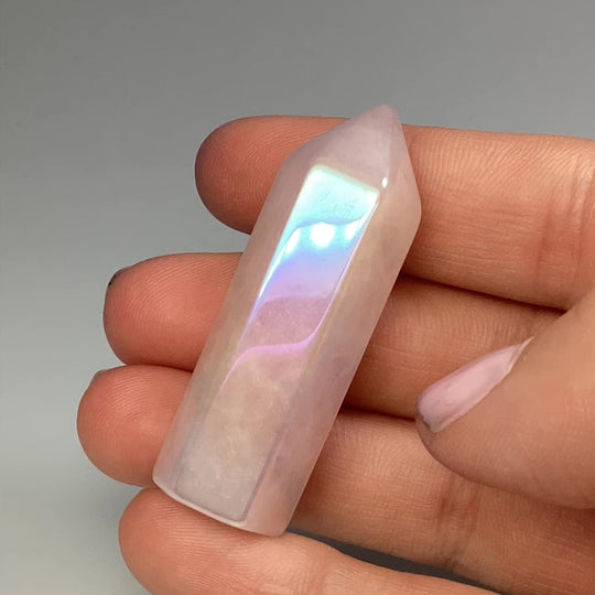 Polished Opalescent Rose Quartz Point