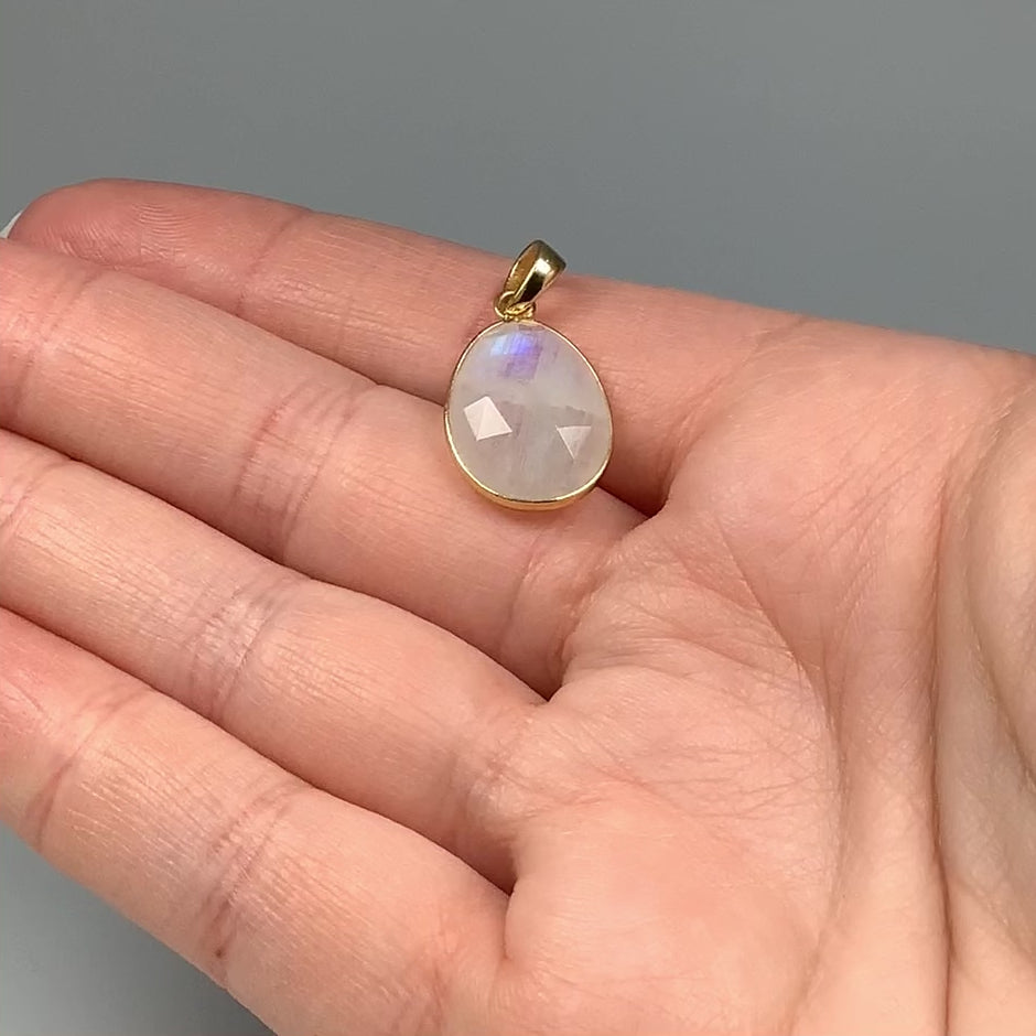 Rainbow Moonstone Gold Finish Pendant