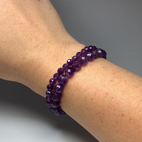 Amethyst Faceted Beaded Bracelet