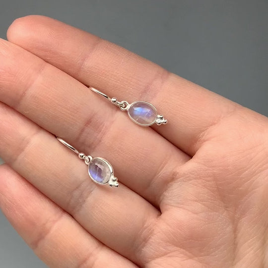 Rainbow Moonstone Dangle Earrings