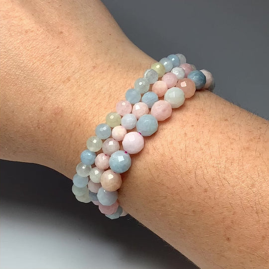 Morganite Faceted Beaded Bracelet