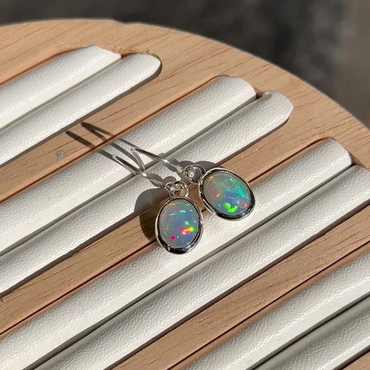 Ethiopian Fire Opal Dangle Earrings