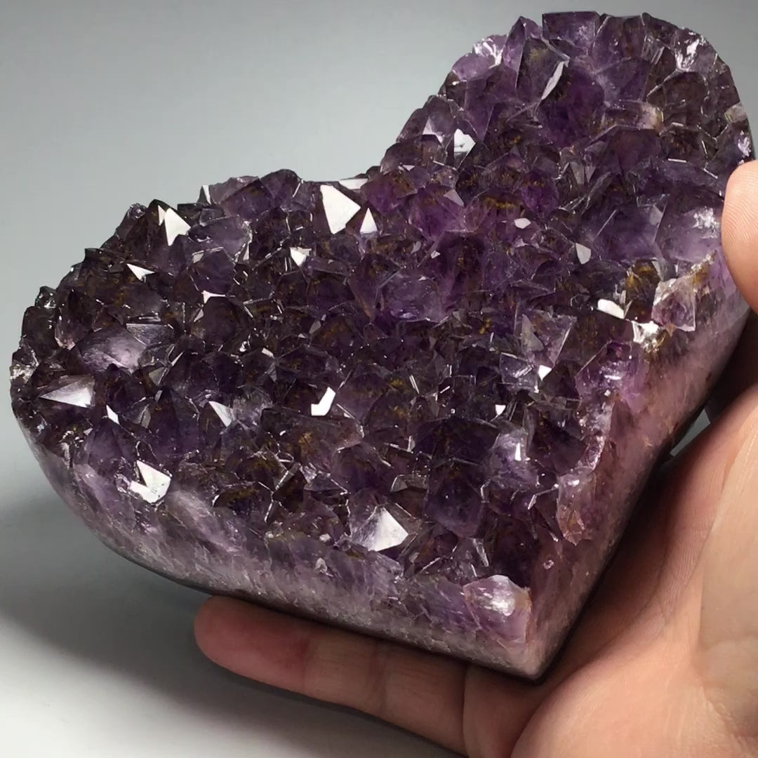 Amethyst Druze Cluster Heart On Stand