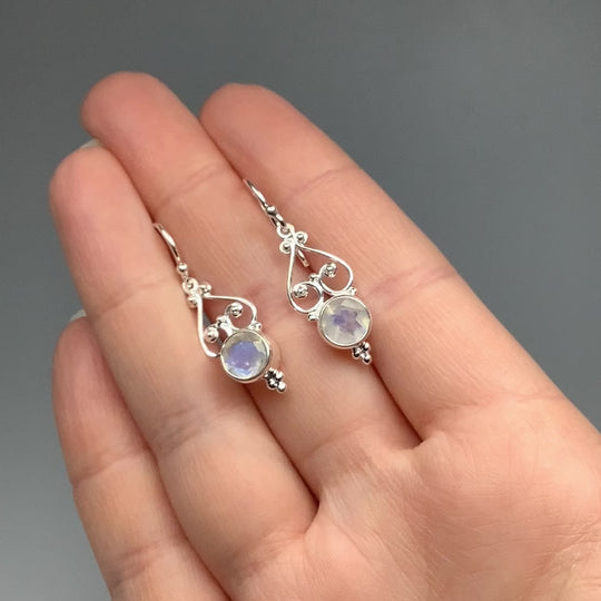 Rainbow Moonstone Dangle Earrings