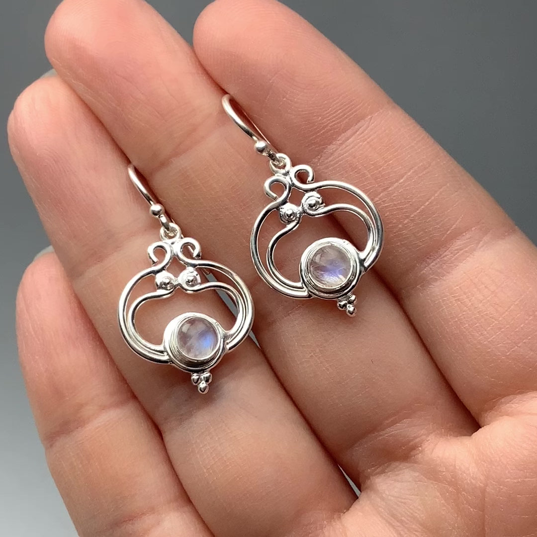 Rainbow Moonstone Dangle Earrings