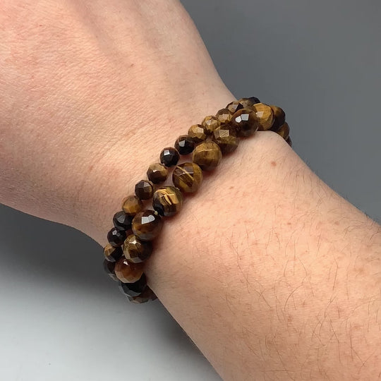 Gold Tiger Eye Faceted Beaded Bracelet