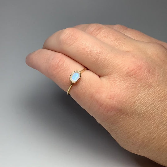 Rainbow Moonstone Gold Finish Ring