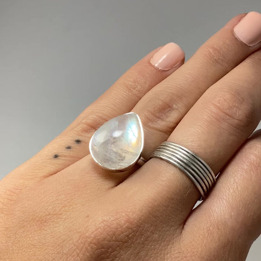 Rainbow Moonstone Ring