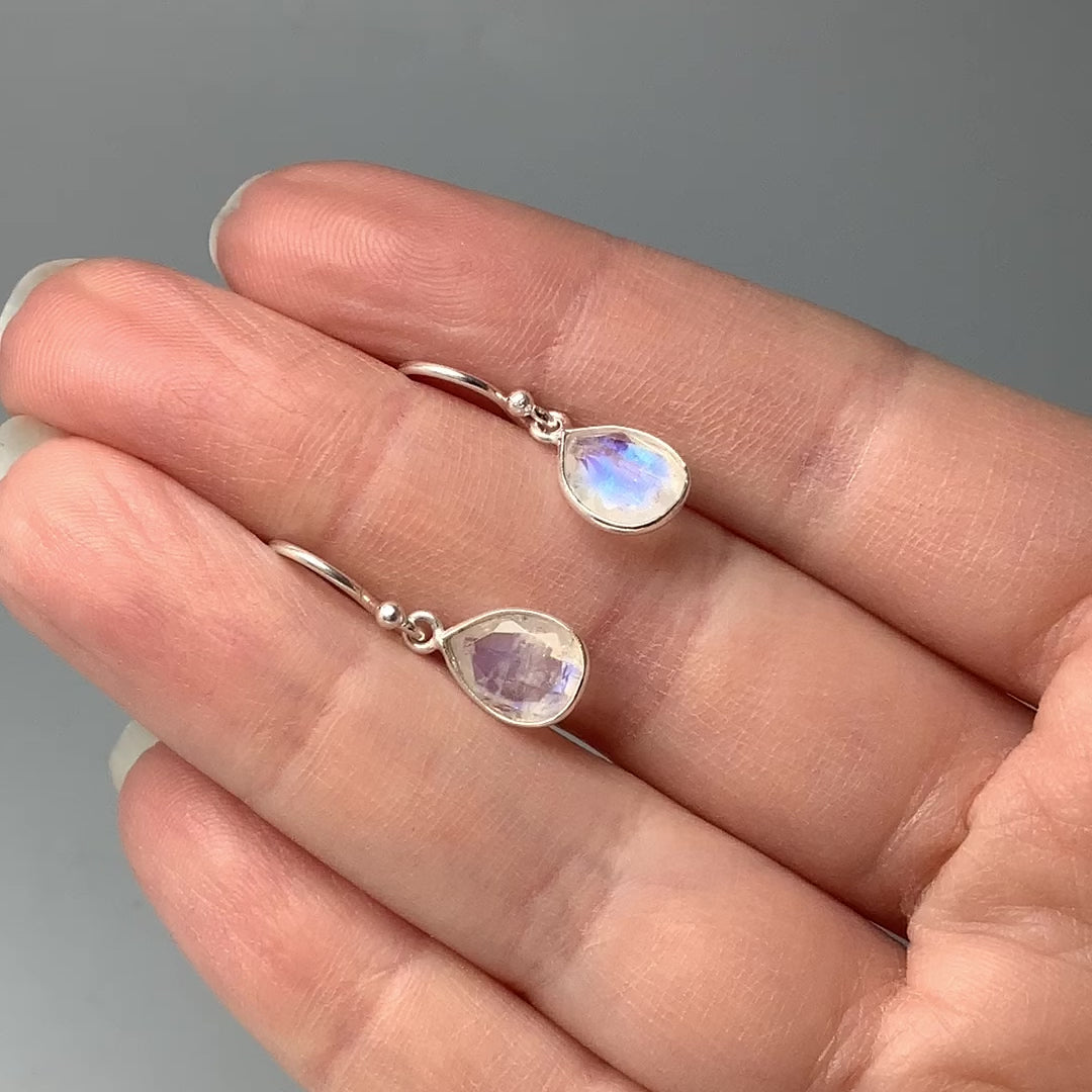 Rainbow Moonstone Dangle Earrings