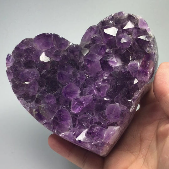 Amethyst Druze Cluster Heart On Stand