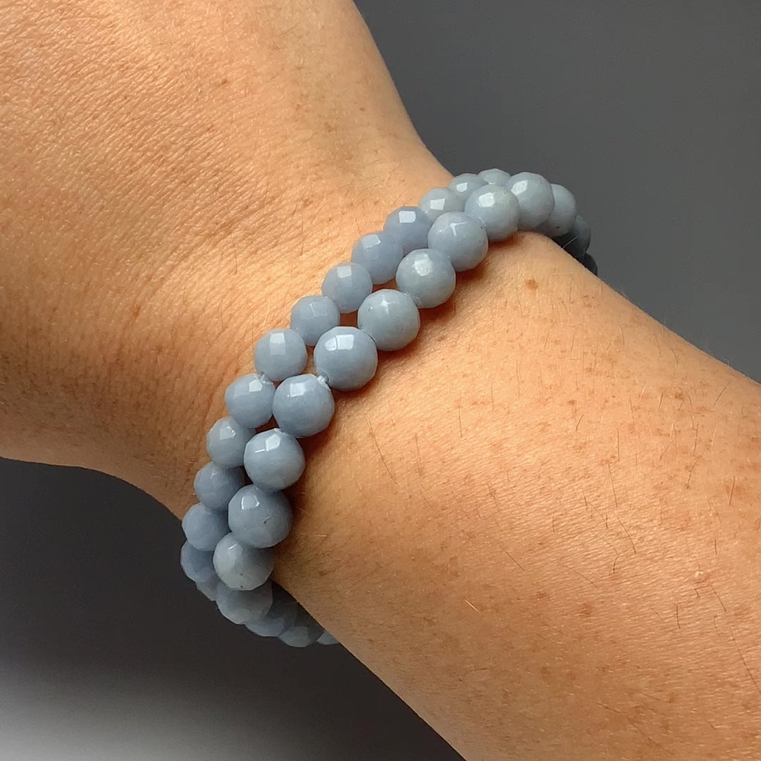 Angelite Faceted Beaded Bracelet