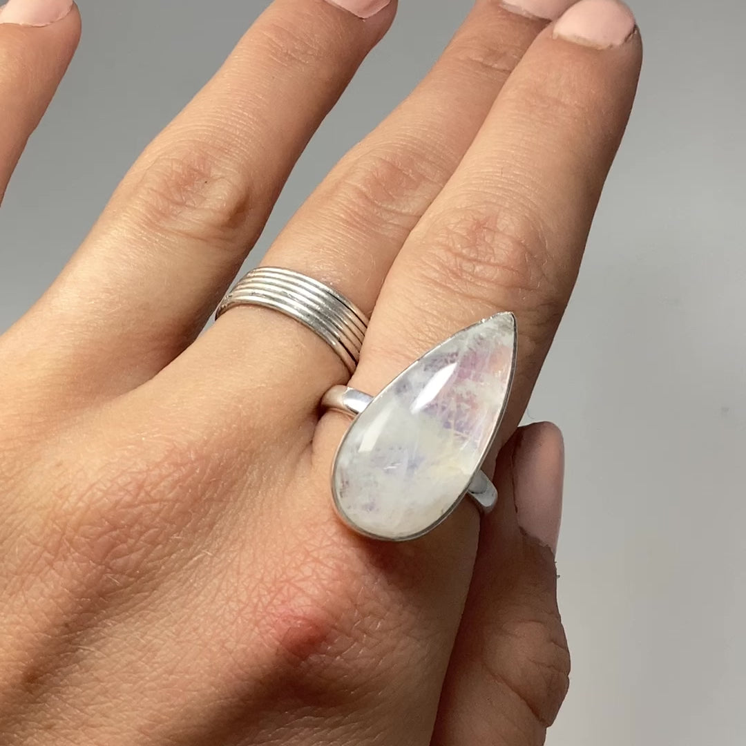 Rainbow Moonstone Ring