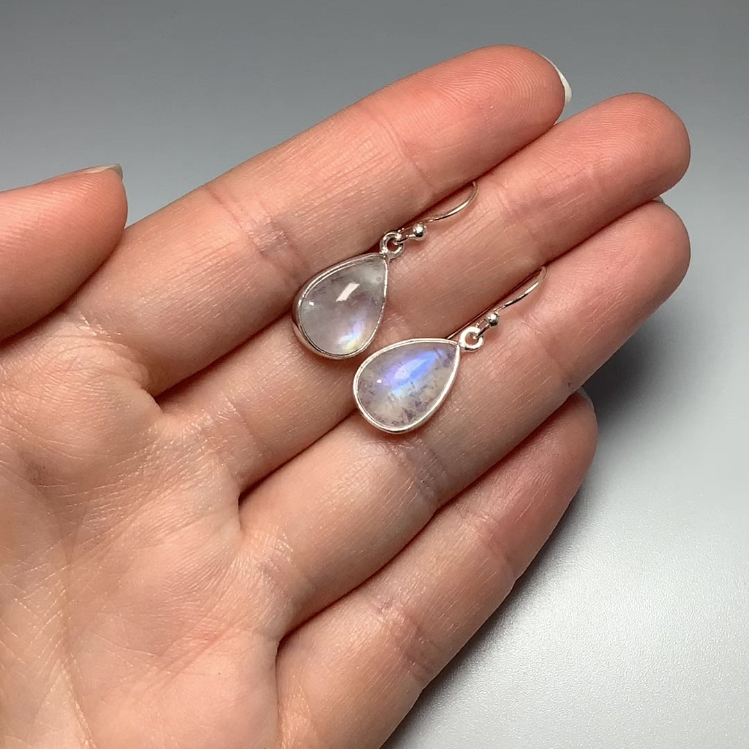 Rainbow Moonstone Dangle Earrings