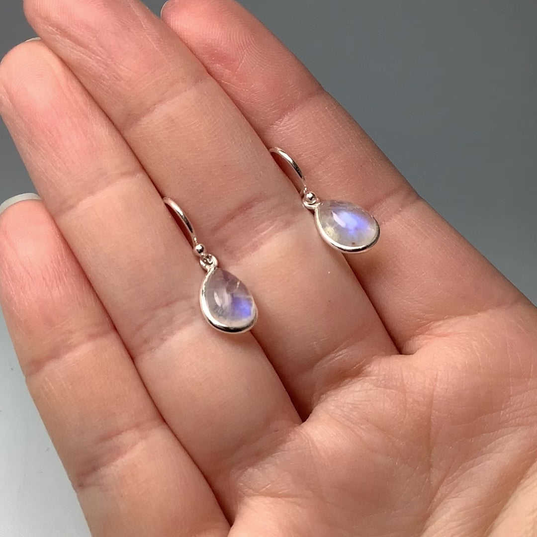 Rainbow Moonstone Dangle Earrings