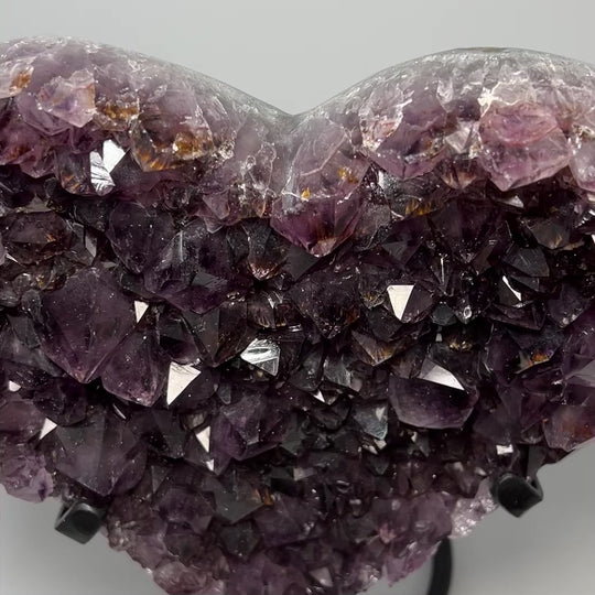 Large Amethyst Druze Cluster Heart On Stand