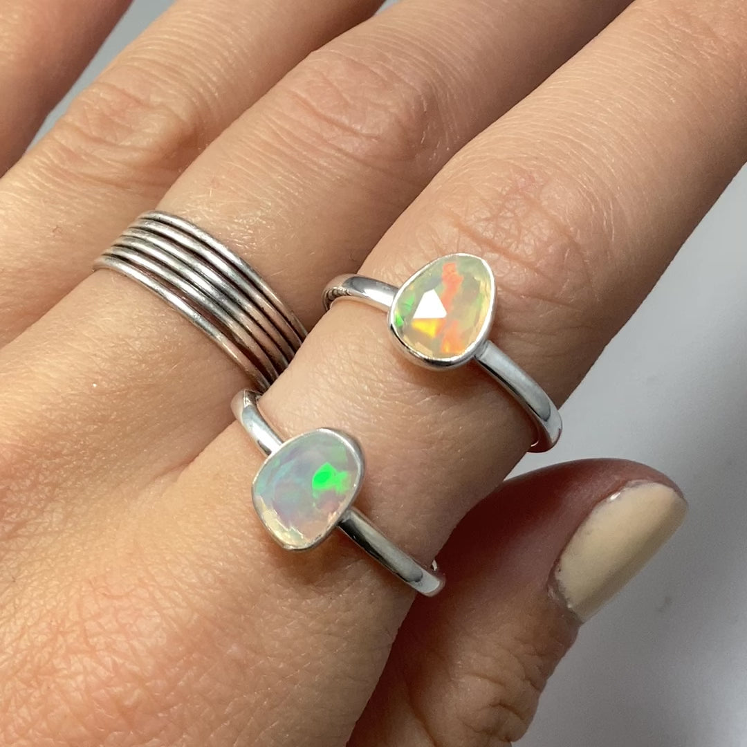 Faceted Ethiopian Fire Opal Ring