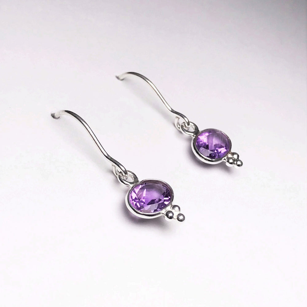 Amethyst Faceted Dangle Earrings