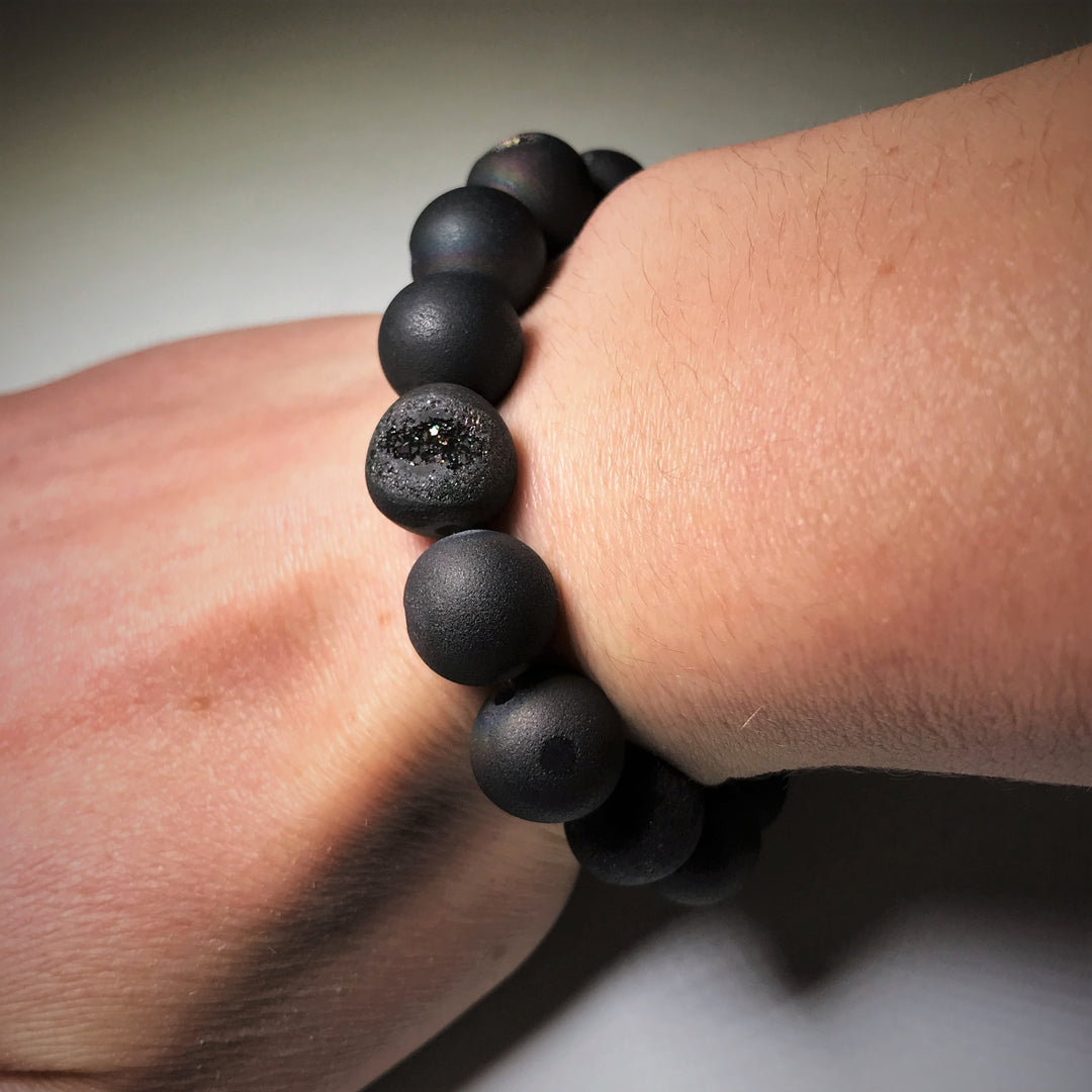 Druzy Matte Black Beaded Bracelet