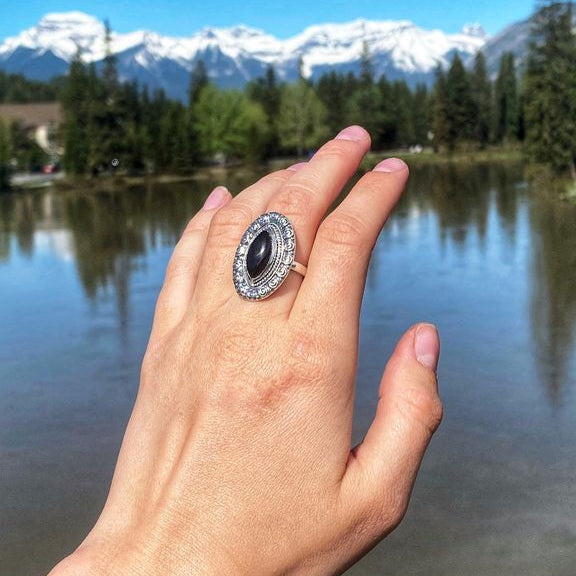 Black Onyx Bohemian Style Ring