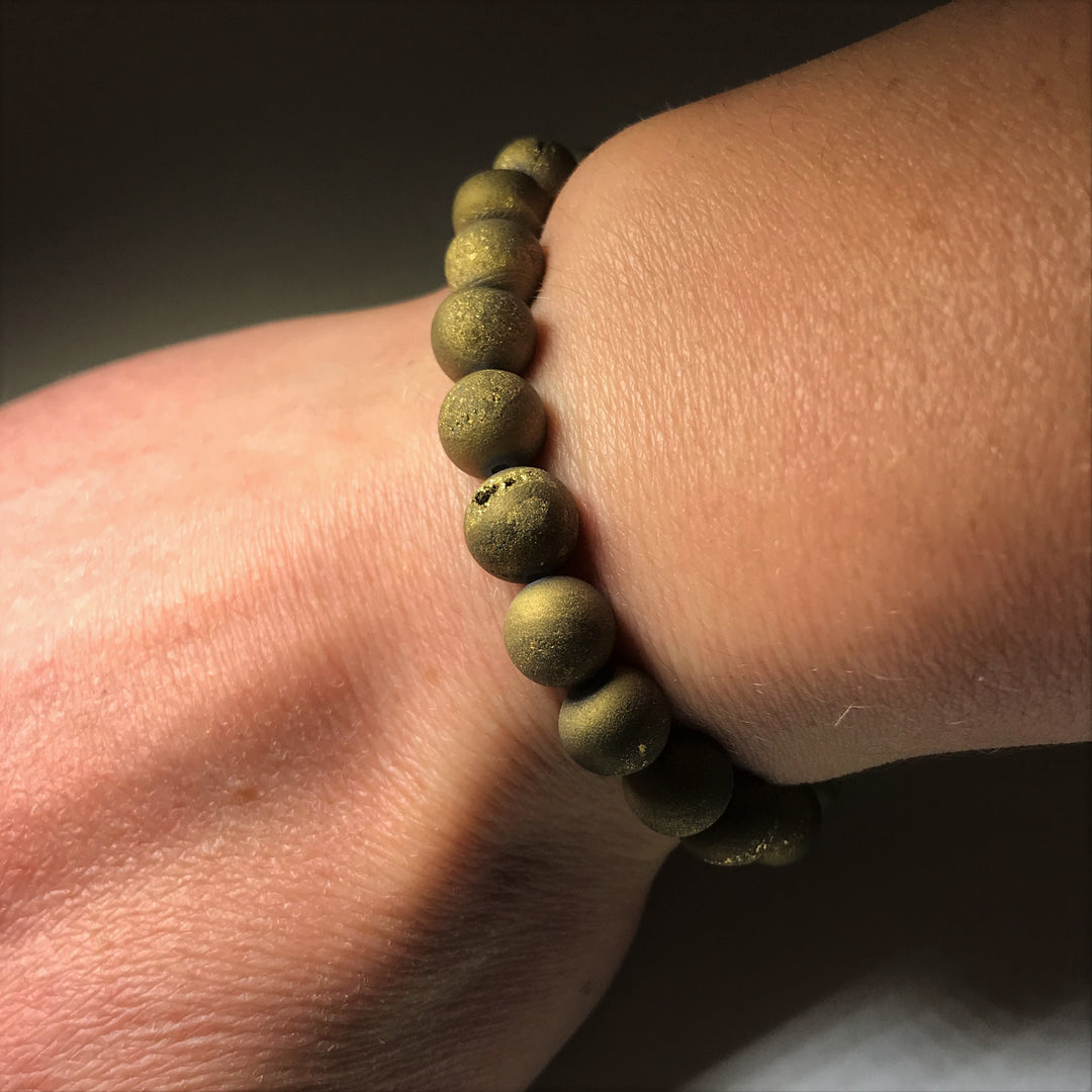 Druzy Matte Gold Beaded Bracelet