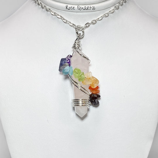 Wire Wrapped Round Point Necklace with Chakra