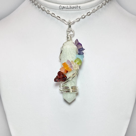 Wire Wrapped Round Point Necklace with Chakra