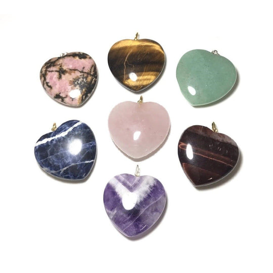 Heart Shaped Gemstone Pendant - Large