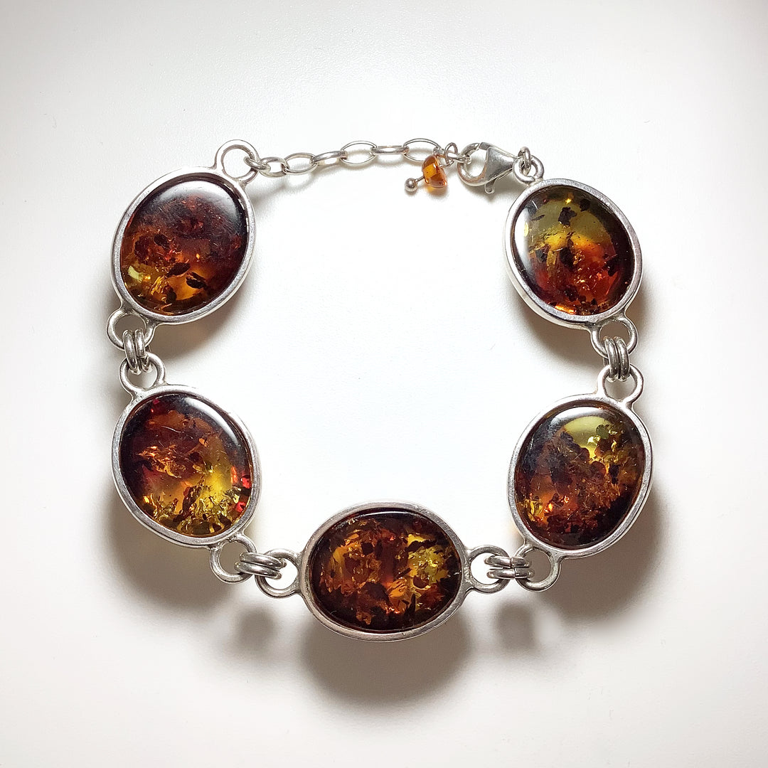 Ombre Amber Sterling Silver Bracelet