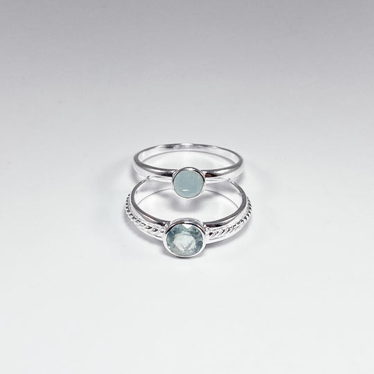 Double Ring Set - Aquamarine