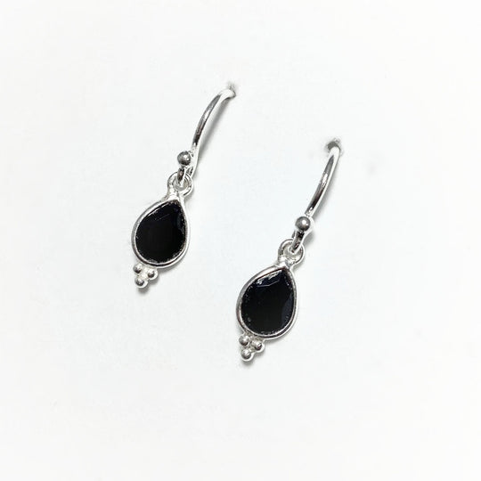 Faceted Black Onyx Dangle Earrings