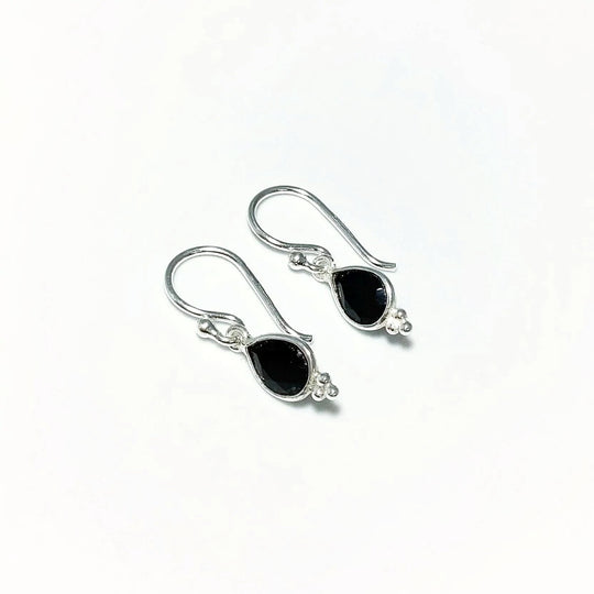 Faceted Black Onyx Dangle Earrings