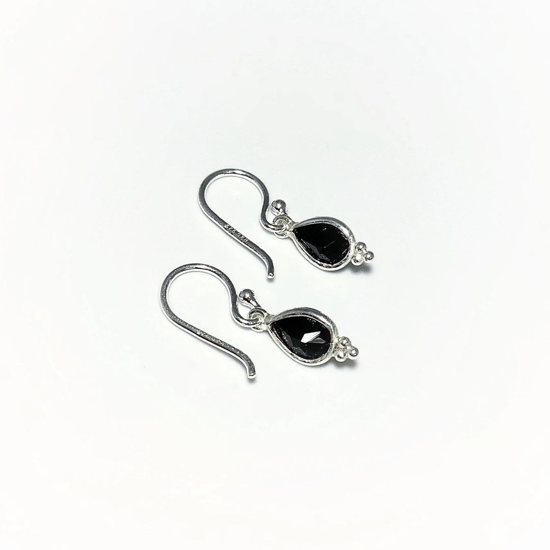 Faceted Black Onyx Dangle Earrings