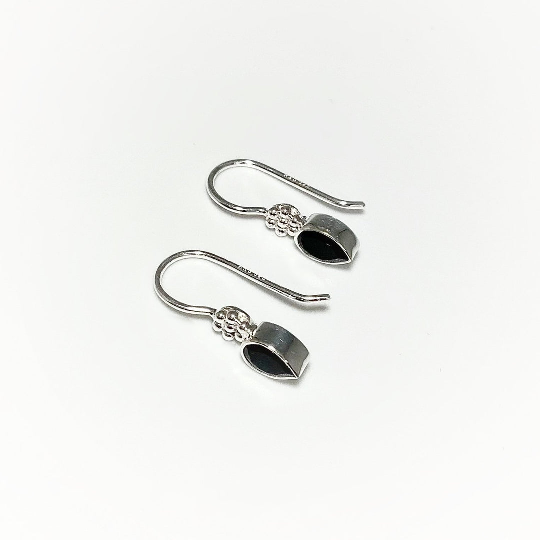 Faceted Black Onyx Dangle Earrings