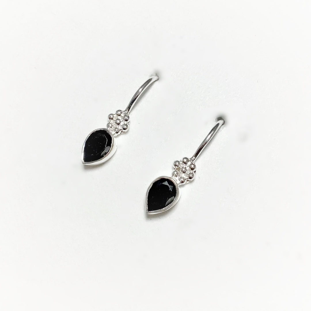 Faceted Black Onyx Dangle Earrings