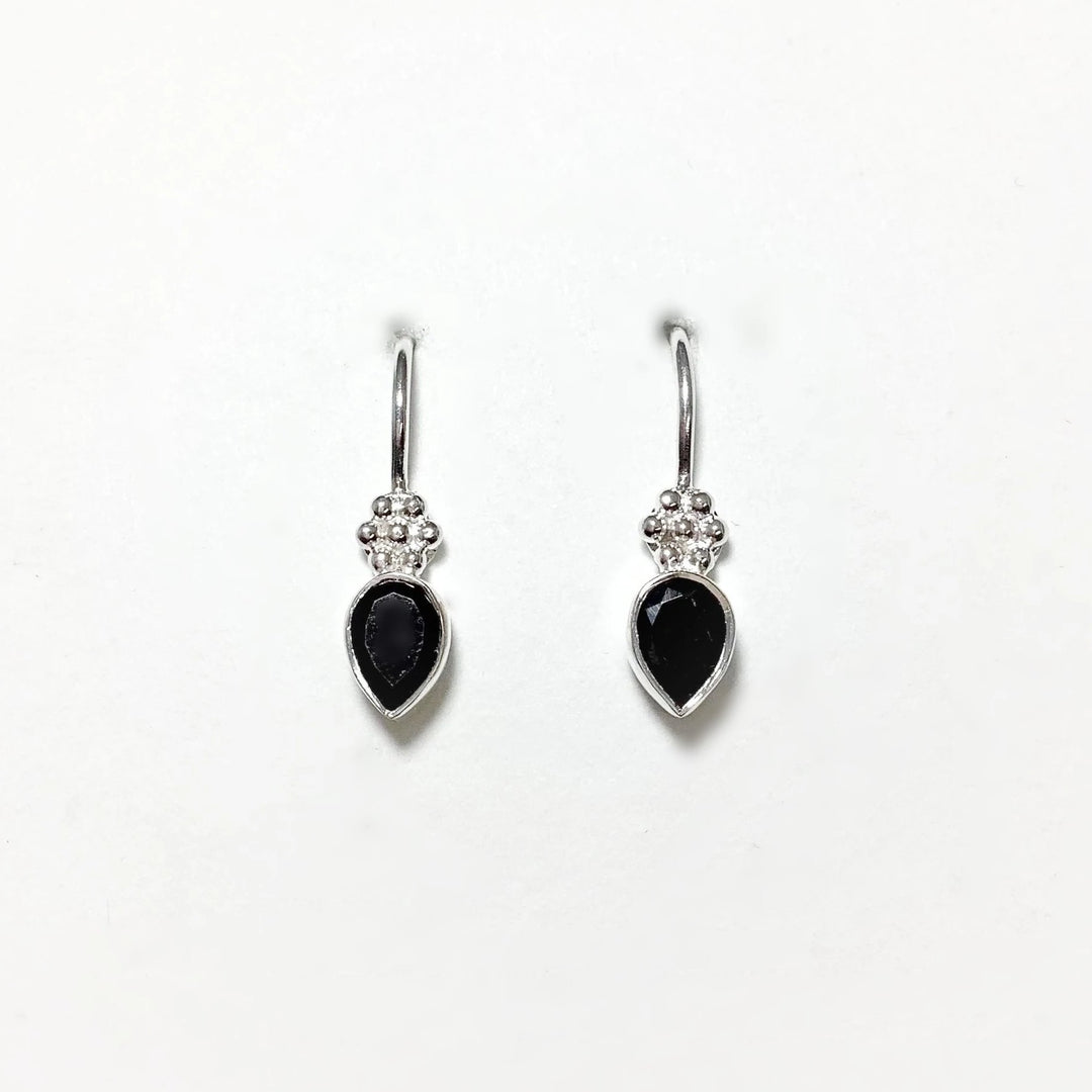 Faceted Black Onyx Dangle Earrings