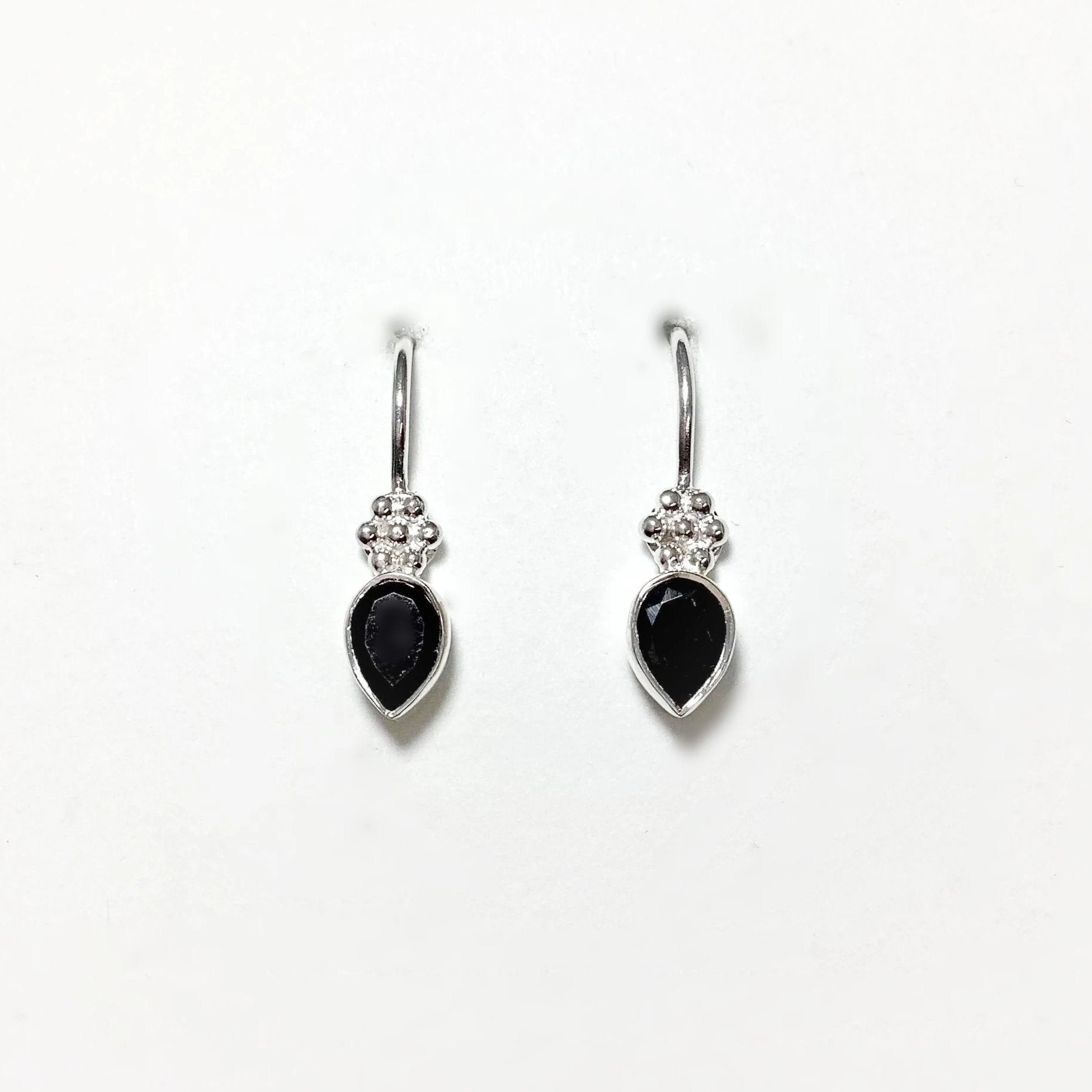 Faceted Black Onyx Dangle Earrings