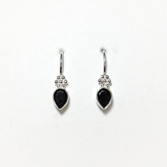 Faceted Black Onyx Dangle Earrings