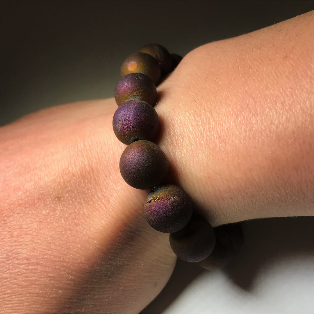 Druzy Matte Purple Beaded Bracelet