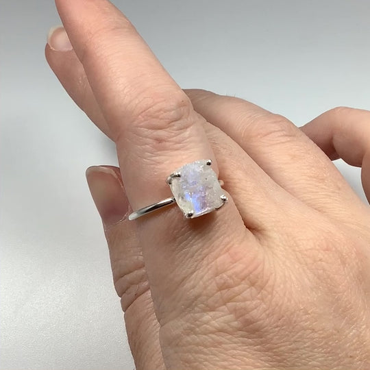 Raw Rainbow Moonstone Ring